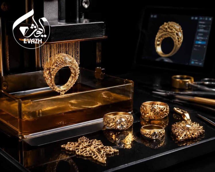 پرینت سه بعدی طلا و جواهر | راهنمای کامل فایل STL، پرینت رزینی و ریخته‌گری